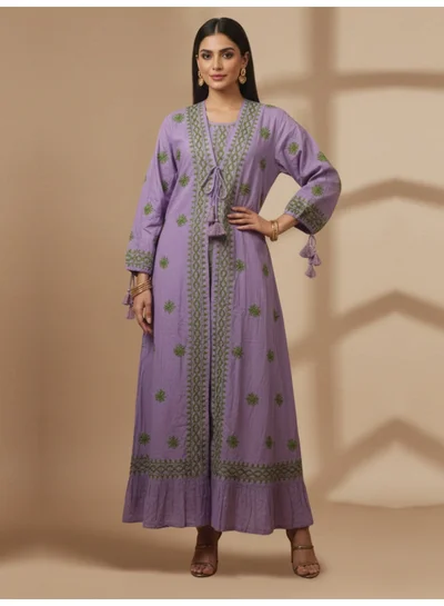 Alaya Hand Embroidered Chikankari Modal Kaftan-AL3605